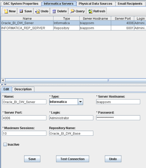 Dac Infa Configuration